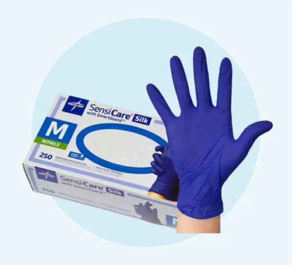 Medline SensiCare Silk Powder-Free Nitrile Exam Gloves